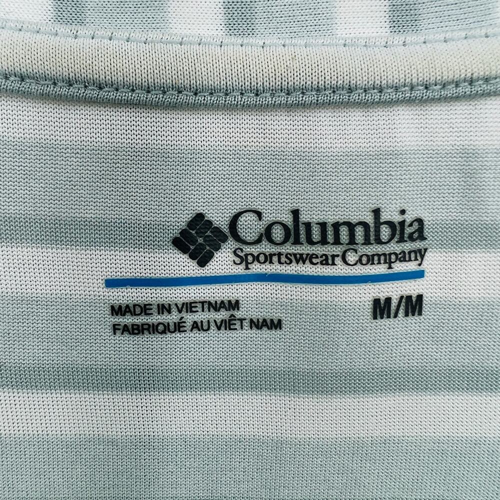 Columbia MEDIUM Henley Tee Shirt womens gray striped sheer 3/4 sleeve - Picture 8 of 9